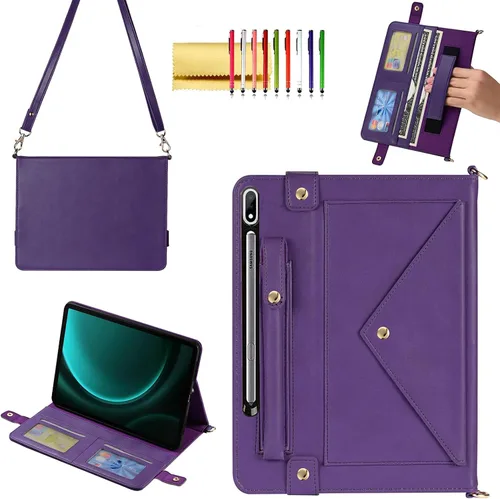 Miniatura 41 de Bolso Funda para Samsung Galaxy Tab S10 FE/S9 FE 10.9"/S9/S8/S7 11", Techcircle Folio con Soporte Cruzado, Billetera con Ranura para Lápiz S Pen