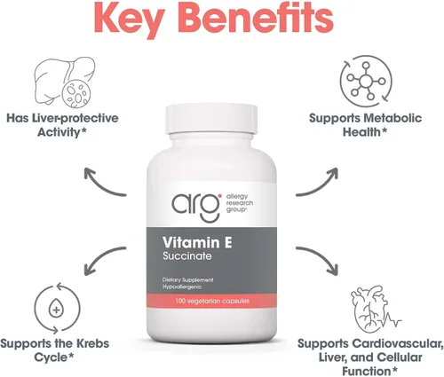 Miniatura 4 de Allergy Research Group Succinato de Vitamina E 400 Iu 100 Cápsulas Vegetales