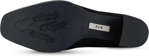 Miniatura 4 de 7or9 Botines de tacón medio para mujer con suela de lengüeta Chelsea Fashion Go Go Botas hasta la rodilla Botas de tacón grueso de lana - Negro