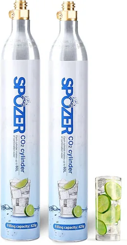 Spozer Cilindro de recambio de CO2, cartucho de máquina carbonatador de gas de 60 L, compatible con la mayoría de los fabricantes de agua con gas