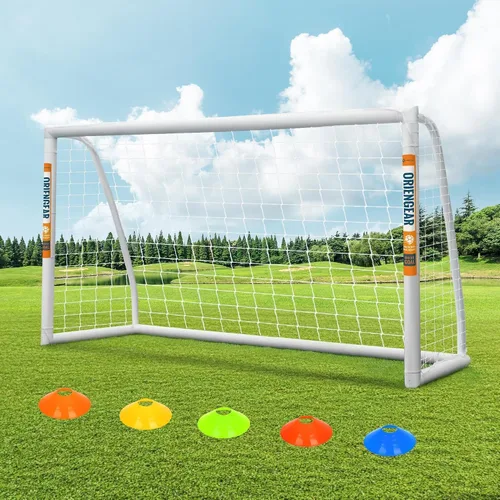 Miniatura 13 de ORIENGEAR Soccer Goal, 12x6/10x6.5/8x6/6x4 Full Size Soccer Goals for Backyard, Soccer Net with Training Discs, Portable Soccer Goal for Kids and