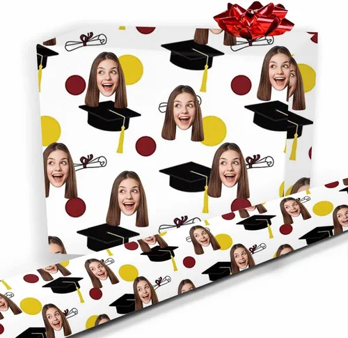 Miniatura 25 de Papel de regalo personalizado, divertido papel de regalo para cara, foto, nombre, Día del Padre, rollo de regalo para papá, hombres, mujeres, niños