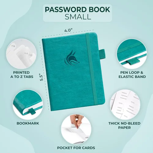 Miniatura 2 de Clever Fox - Libreta de contraseñas con pestañas alfabéticas, organizador de direcciones de Internet, tamaño pequeño de bolsillo, para inicios