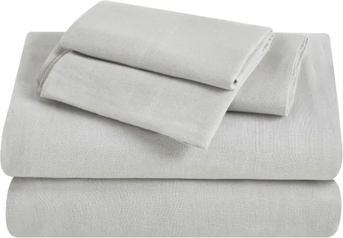 Miniatura 11 de Superior Juego de sábanas de mezcla de lino y algodón, sábanas para decoración del hogar, ropa de cama sólida moderna que incluye 1 sábana bajera