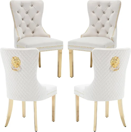 Miniatura 15 de Juego de 2 sillas de comedor de terciopelo, sillas de comedor tapizadas, sillas modernas de mediados de siglo con respaldo capitoné de enrejado