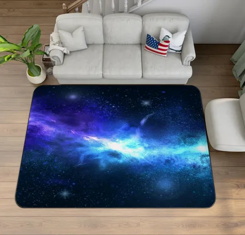 Miniatura 33 de Alfombra de ilusión óptica 3D azul y verde, patrón geométrico de remolino, para dormitorio, sala de estar, decoración de interiores, 63 x 47