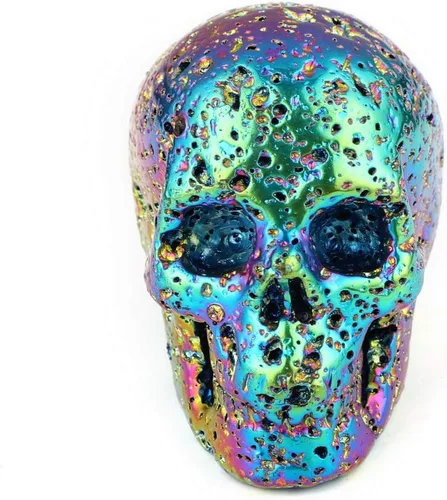 Miniatura 3 de Skullis Calavera de cristal de piedra de lava caliente de 2.0 pulgadas, escultura de arte fino de piedra preciosa tallada a mano, estatua de piedra