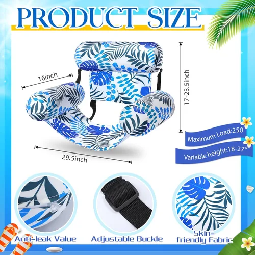 Miniatura 3 de Lunmon Flotadores inflables de piscina para adultos, sillas flotantes Aloha de alta resistencia, portátiles, de tela inflable, fideos de piscina