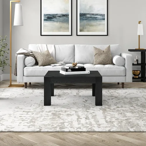 Miniatura 10 de Henn&Hart Mesa de centro cuadrada de 34 pulgadas con parte superior de madera para sala de estar, sala familiar, oficina o apartamento, color negro