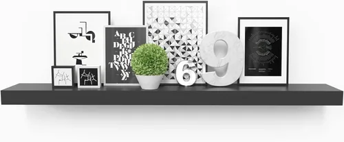 Miniatura 3 de Ballucci Estante flotante, estante de pared de madera de 36 pulgadas con soportes invisibles para baño, sala de estar, dormitorio, cocina, Negro