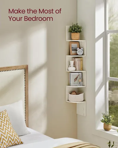Miniatura 4 de VASAGLE - Estantería de esquina para montaje en pared, estantería flotante de 5 niveles, estantería de esquina para plantas para dormitorio, sala