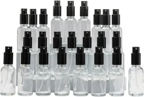 Miniatura 17 de YIZHAO Botellas de vidrio ámbar de 1 oz, con pequeño aerosol de niebla fina, tapa de metal, recargable para aceite esencial, viajes, limpieza