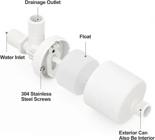 Miniatura 3 de Baomain Válvula de flotador de agua de 1/2 pulgada, entrada superior, montaje externo, contador automático de nivel de agua para tanque de agua