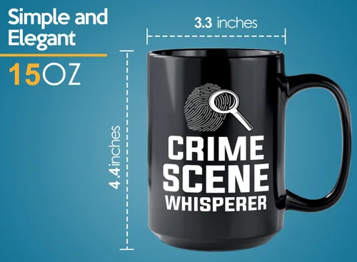 Miniatura 6 de Taza de café detective de 15 onzas, color negro, susurrador de escena del crimen, oficial de policía, policía, patrulla, detective, policía