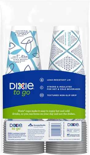 Miniatura 2 de Dixie To Go - Tazas de café de papel con tapas, 12 onzas, 156 unidades, vasos de papel aislantes desechables para bebidas calientes o frías
