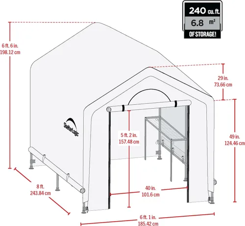 Miniatura 2 de ShelterLogic Invernadero GrowIT de 6' x 8' x 6.5' Estilo Techo a Dos Aguas Casa de Cultivo para Patio Trasero con Estantería Integrada, 6' x 8' x