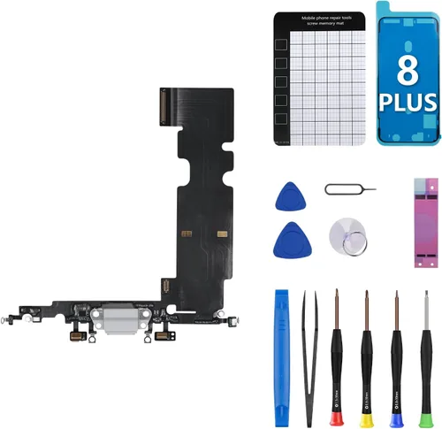 para iPhone 8 Plus Puerto de carga de repuesto OEM puerto de auriculares | Cable de cinta de antena de micrófono USB USB con kits de reparación