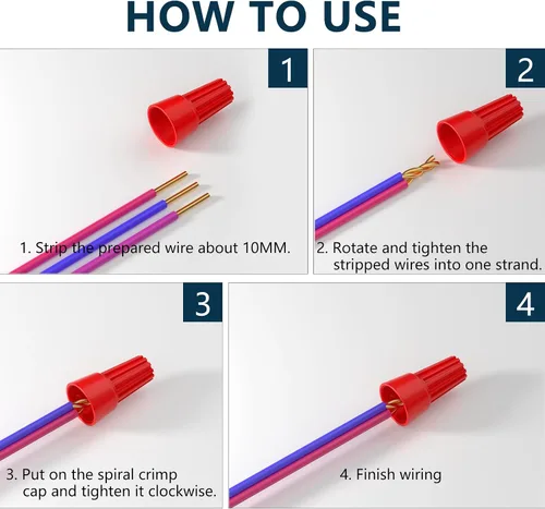 Miniatura 4 de BURMONG Paquete de 25 tuercas de alambre, conectores de cable eléctrico para 10-22 AWG, tapas de alambre giratorias con resorte, kit surtido