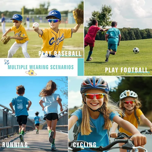 Miniatura 7 de Kids Sunglasses Youth Baseball Sunglasses for Boys Girls 3-12 Polarized Softball Sports Goggles UV Protection