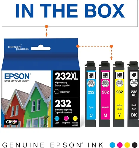Miniatura 3 de Epson T232 Color de capacidad estándar y multipaquete negro de alta capacidad y cartucho de tinta negra T232, alta capacidad