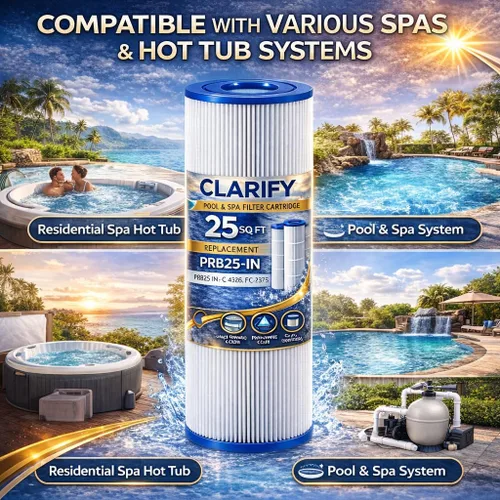 Miniatura 6 de CLARIFY Cartucho de filtro para bañera de hidromasaje de instalación directa, reemplace C-4326, PRB25-IN, FC-2375, FC-2370, 3005845, 17-2327