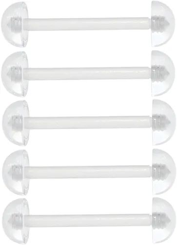 Miniatura 4 de Oasis Plus 10pcs 14G transparente flexible plástico retenedor lengua anillo pezón barra 0.236 in bolas cuerpo piercing