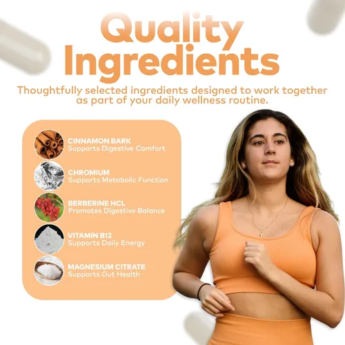 Miniatura 4 de Diaberine Berberine HCL Suplemento – Berberina 500 mg con vitamina B12, magnesio y cromo – Apoya el metabolismo, la salud del corazón, la energía