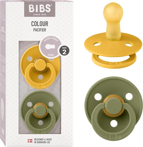 Miniatura 9 de BIBS - Paquete de 2 chupetes Bibs Colour, calmante, libre de bisfenol A, punta redonda, látex de goma natural Noche de vainilla
