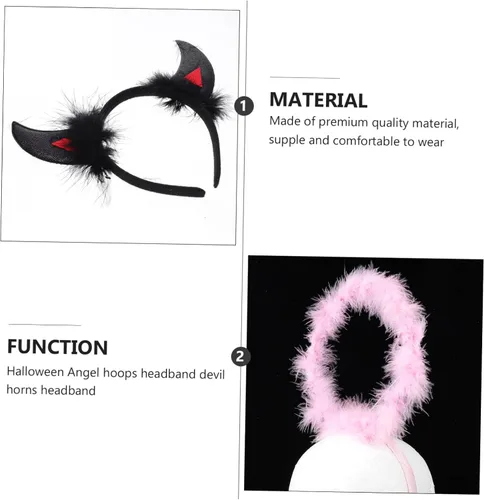 Miniatura 3 de NOLITOY 18 Pcs Halloween Headband Ox Horn Buckle Devil Horns Headband Horn Cosplay Headband Devil Headband Kids Hair Accessories Angel Headdress