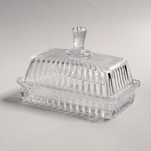Miniatura 9 de Mantequera de Vidrio en Color Champán con Tapa, Bandeja Cubierta para Mantequilla en Barra, Envase de Almacenamiento de Mantequilla de Cristal