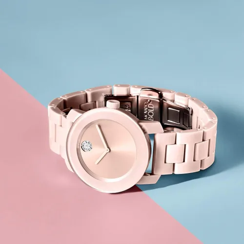 Miniatura 4 de Movado Bold Blush - Estuche de acero de cerámica para mujer, color rubor