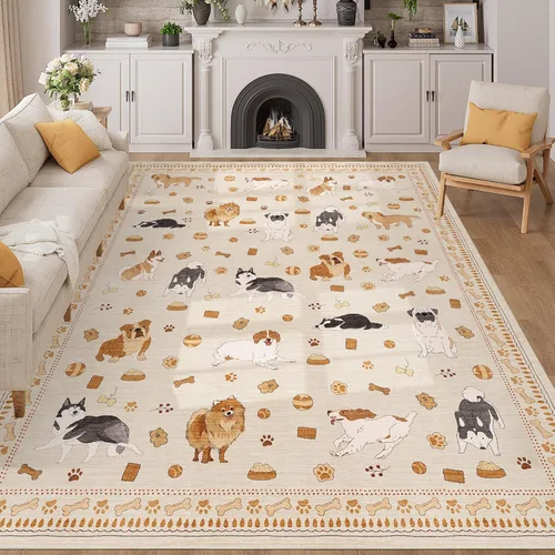 Miniatura 237 de DUKINO Alfombra de área de 6 x 9 pies, alfombra floral para sala de estar, ligera, antideslizante, lavable, alfombra de interior de pelo bajo