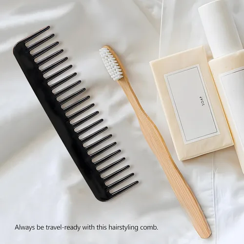 Miniatura 7 de Paquete de 3 herramientas para cola de cabello, peine de dientes anchos para cabello rizado, largo y grueso, color negro