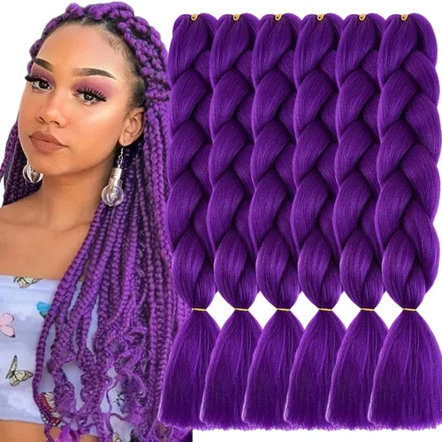 Miniatura 25 de Beige (613) Cabello trenzado 6 paquetes de extensiones de cabello sintético de 24 pulgadas, extensiones de cabello trenzado Jumbo Ombre trenzado