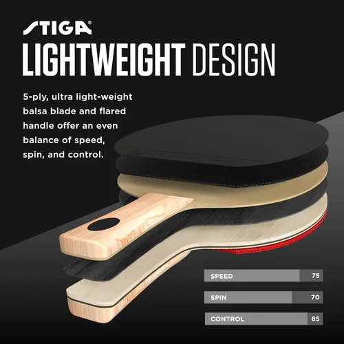 Miniatura 5 de STIGA Juego de tenis de mesa premium para 2 jugadores – Incluye 2 paletas aprobadas por la ITTF, 3 pelotas de ping pong blancas de 3 estrellas