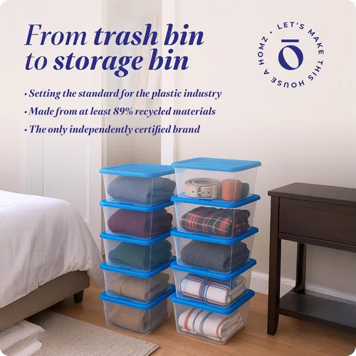 Miniatura 7 de HOMZ - Paquete de 10 contenedores Snaplock, pequeños organizadores de plástico transparentes con tapas, 6 cuartos de galón, azul - Cajas Tapa azul