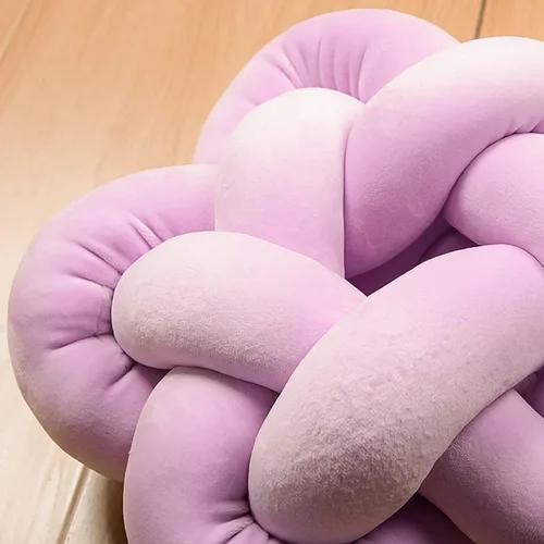 Miniatura 2 de Almohada de felpa con nudo hecha a mano, almohada de estrella anudada suave para sofá, cojín lumbar, almohada de bola de relleno para el hogar