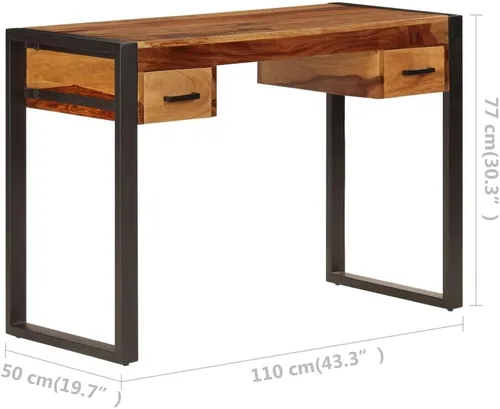 Miniatura 3 de vidaXL Escritorio, escritorio de pie para computadora con cajón, escritorio de oficina en casa con marco de acero, mesa de estación de trabajo