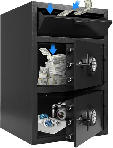 Miniatura 11 de Caja de seguridad con ranura de depósito para negocios, cajas de seguridad para dinero en efectivo con ranura de depósito, caja fuerte de dinero