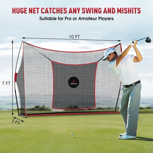 Miniatura 2 de Red de práctica de golf, red de campo de conducción resistente con objetivo de astillado de alto impacto, incluye bolsa de transporte y pelotas