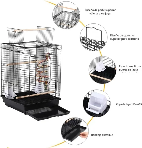Miniatura 4 de Yaheetech Jaula de viaje para pájaros con tapa abierta para Conure Sun Periquito Green Cheek Conure Lovebird Budgie Finch Canary, tamaño pequeño