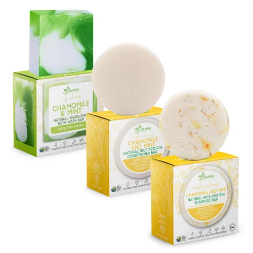 Miniatura 10 de Paquete de champú, acondicionador y gel de baño de proteína de arroz sólido Champú, acondicionador y barras de lavado para cabello y cuerpo