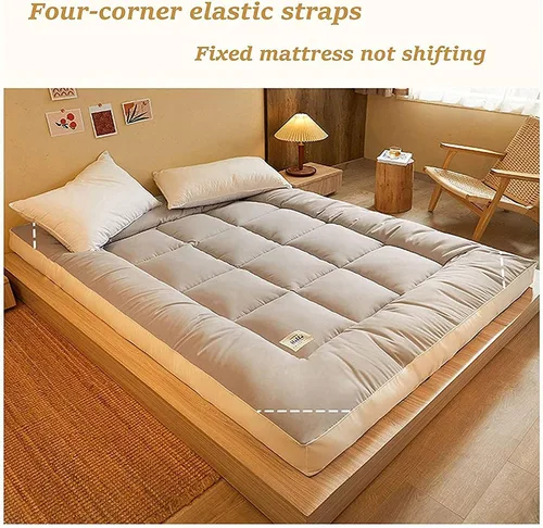 Miniatura 4 de colchón de futón de suelo japonés, tatami estera portátil para acampar, colchón de dormir para niños, plegable para el suelo con protector de Caqui