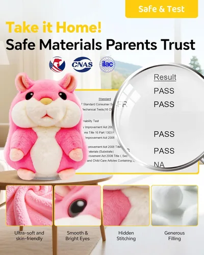 Miniatura 6 de TWORIVER - Juguete de hámster parlante, repite lo que dices, juguete de peluche interactivo para niños pequeños, juguete de aprendizaje que imita