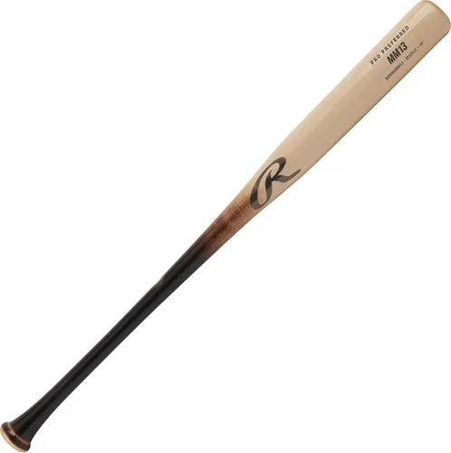 Miniatura 15 de Rawlings bate de béisbol de madera de arce Pro Preferred Perfil de juego - Trout/Harper/Machado/Albies Negro/Dorado Pro Preferred Bryce