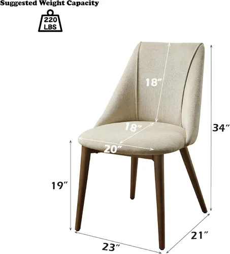 Miniatura 2 de Acme Willene - Silla auxiliar de tela contemporánea en beige/nogal (juego de 2)