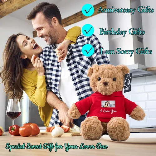 Miniatura 5 de Oso de Peluche Personalizado, Animal de Peluche, Juguetes de Oso de Peluche con Texto Personalizado + Imagen como Regalos Personalizados