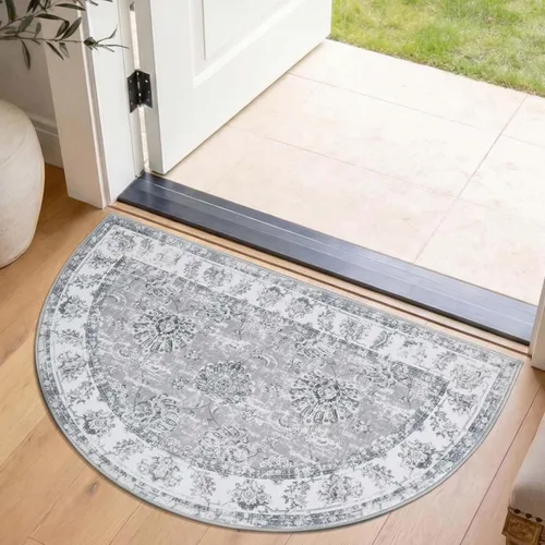 Miniatura 169 de Jinchan Fiora - Alfombra redonda de 8 pies, alfombras vintage con diseño floral envejecido, lavable a máquina, antideslizante, de pelo bajo, Azul