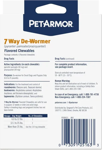 Miniatura 2 de PetArmor Desparasitante de 7 vías para perros, tratamiento oral de tenia, gusano redondo y anquilostoma, desparasitante para cachorros y perros