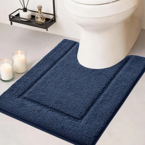 Miniatura 40 de Juego de alfombras de baño de 3 piezas de color blanco hueso, ultra suave, gruesa, esponjosa, microfibra absorbente, parte trasera antideslizante